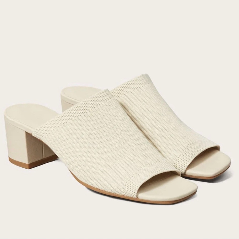 EVERLANE "the glove mule" in reKnit Open-Toe Block Heel Mules, sz 9